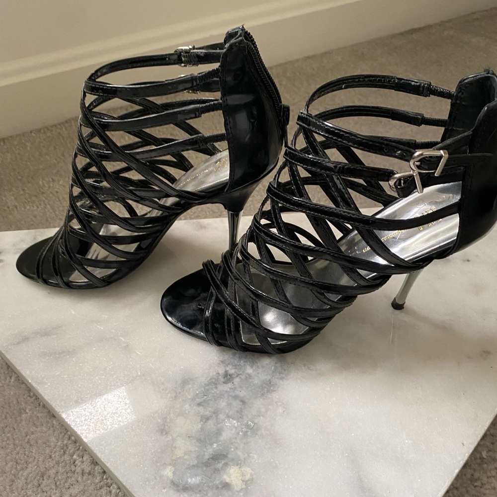 Patent leather strappy heels